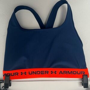 Under Armour Blue Sports Bra with Vibrant Orange Band
